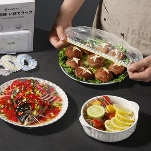 Antibacterial disposable elastic food covers for bowls showing fruit and vegetable storage