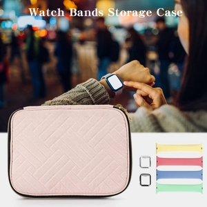 Rosafarbene gesteppte Uhrenarmband-Tasche mit Reißverschluss und bunten Bändern