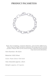 Detailed specs of S925 sterling silver chain bracelet with 20cm length and 8.7g weight