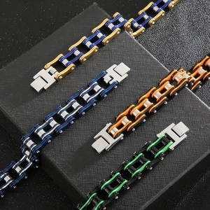 Hip hop style motorcycle chain bracelets for men in multi-color stainless steel