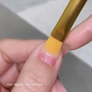Dual-ended pink nail brush with 7x9mm wide oval head for precise builder gel application