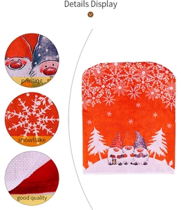 Detail display of Christmas gnome chair cover with snowflake printing and quality fabric