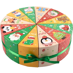 Set of 12 creative triangular Christmas advent calendar gift boxes in a cake shape