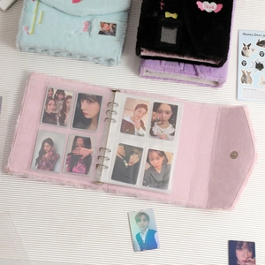 A5 plush 6-ring binder photo album with embroidery for K-pop photo cards collection
