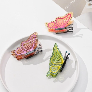 Butterfly Acetate Hair Claw Clip Rhinestone Embellished Elegant Hairpin For Women Fashion Handmade Shark Clip Accessory