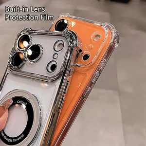 Clear magnetic iPhone 17 case with electroplated edges and integrated lens protection