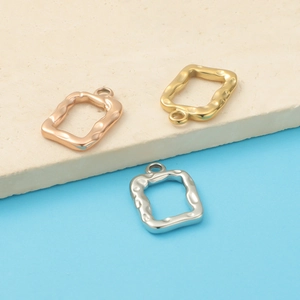 Irregular square hollow hammer textured pendants in gold, silver, and rose gold finish
