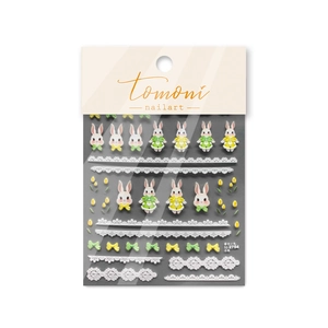 Lace Rabbit Embossed Nail Art Stickers (to 2754) with Tulips and Bows Design