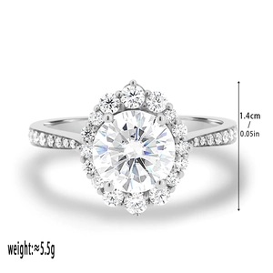 Detailed close-up showing the 1.4cm height of the silver princess cut zircon ring