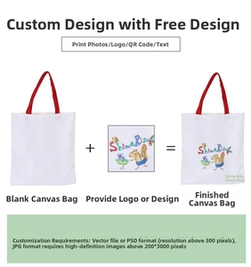 Detail showing custom printing process for white canvas tote bag with red handles
