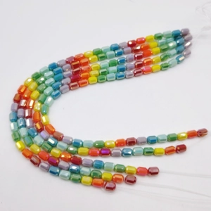 Rainbow gradient glass cylinder beads in vibrant colors for DIY jewelry and phone chains