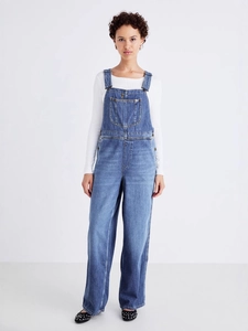 Women Denim Bib Overalls Cargo Style Loose Fit Straight Leg Adjustable Straps Casual Retro Fashion Long Pants
