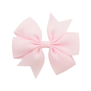 Pink grosgrain ribbon mermaid bow hair clip for girls with elegant layered fabric texture