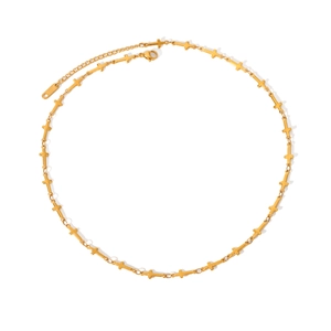 Minimalist gold stainless steel cross chain necklace with adjustable lobster clasp