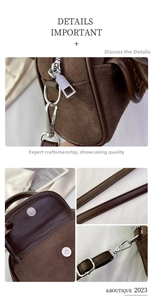 Detailed macro view showing silver metal zipper and dark brown suede leather texture
