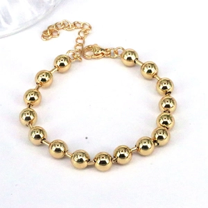 Minimalist Gold Beaded Bracelet Copper Gold Plated Adjustable Lobster Clasp Fashion Jewelry For Women