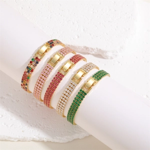 Luxury 14K gold plated bangles with three rows of sparkling multi-color cubic zirconia