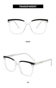 Front and 45-degree angle views of fashion cat-eye blue light blocking glasses frames