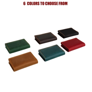Selection of six vintage crazy horse leather card holders in various colors