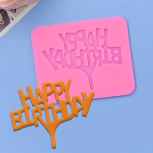Pink silicone Happy Birthday letter mold for cake decorating and fondant crafts