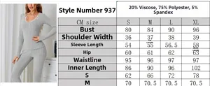 Size chart for women's long sleeve lounge set with grey ribbed knit and lace details