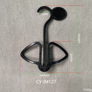 Tabella dettagliata delle dimensioni del gancio per scarpe in plastica nera con misure in mm