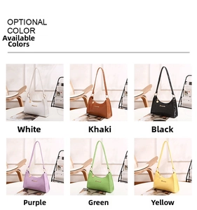 Minimalist crocodile pattern shoulder bags in white, khaki, black, purple, green, and yellow
