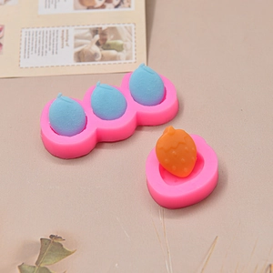 Pink 3-cavity strawberry silicone mold for DIY baking and handmade candle soap making
