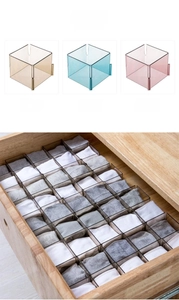 Three-color translucent drawer organizers for socks and underwear storage in closets