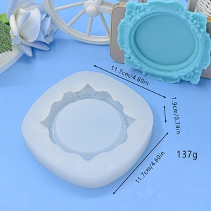 Detailed size view of embossed frame silicone mold for DIY plaster cake decorations