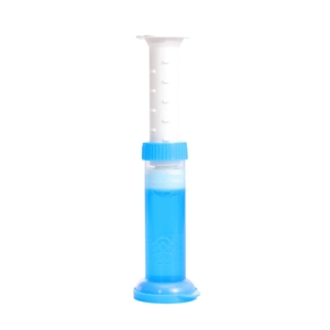 Blue flower toilet cleaning gel with white applicator for bathroom deodorization