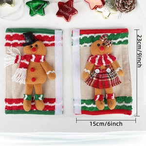 Gingerbread man Christmas refrigerator handle covers with festive pine cone decor