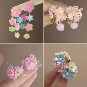 Boucles D'oreilles À Fleurs Et Künstliche Perles Avec Tige En Argent Sterling 925 Alliage Résine Künstliche Perle Bijoux De Fleurs Colorées