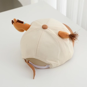 Casquette de baseball cheval 3D beige pour enfants avec oreilles brunes et crinière
