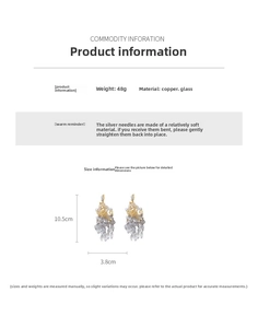 Detail view of vintage glass tassel earrings with dimensions 10.5cm by 3.8cm