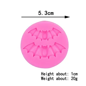 Pink silicone Halloween bat fondant mold with 5.3cm diameter for chocolate DIY crafts