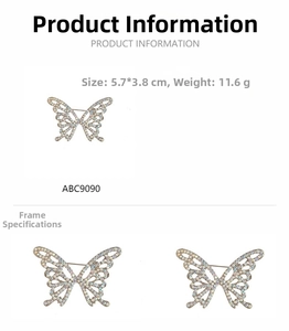 Detailed view of colorful butterfly brooch with size 5.7x3.8cm and sparkling rhinestones