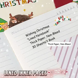 Carnet de notes de Noël A5 avec 30 feuilles de papier épais et design festif