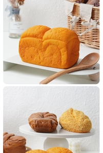 Détail macro de modèles de pain en mousse PU montrant une texture et une croûte réalistes