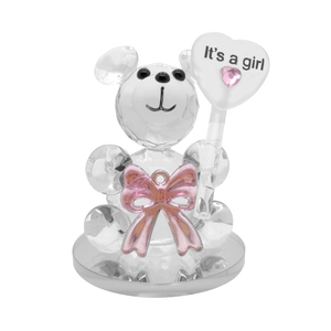 Crystal Teddy Bear Figurine With Heart Sign For Baby Shower Party Favors Gender Reveal Gifts Home Desk Decor Ornament