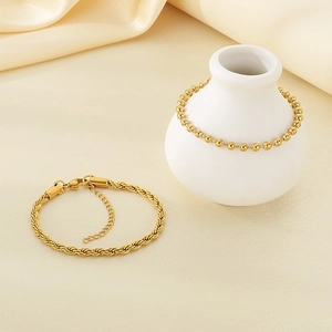 Ensemble de bracelets minimalistes en acier inoxydable doré 18K à chaîne torsadée