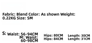Size chart detail for checkerboard knit cardigan and shorts set with fabric and weight info
