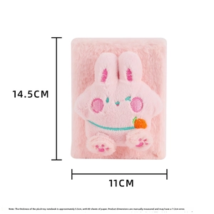 Pink plush bunny notebook dimensions 14.5x11x5.5cm with 80 sheets of paper detail