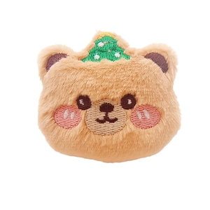Cute brown plush bear with cone hat accessory for DIY festive decorations and crafts