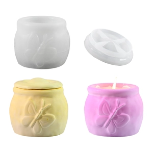 Juego de moldes de silicona de mariposa con tapa para cajas de resina y velas