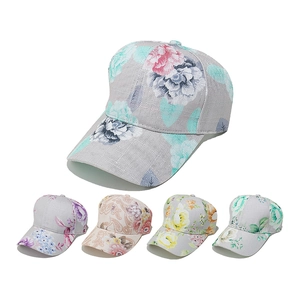 Floral Print Baseball Cap Cotton Blend Curved Brim Summer Sun Hat For Women Casual Adjustable Outdoor Paisley Pattern