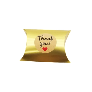 Glänzende goldene Kissenbox mit Dankeschön-Aufkleber für Hochzeiten und Geschenke