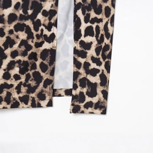 Fashion leopard print maxi dress featuring a sexy side slit and high-quality stitching
