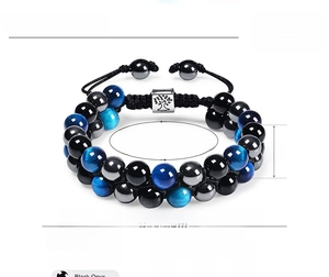 Detailed specs of 8mm triple protection tiger eye and hematite tree of life bracelet