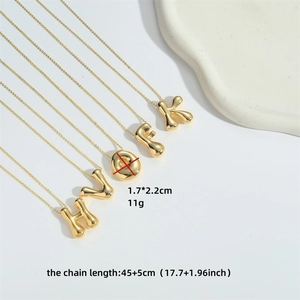 Balloon clown style alphabet H V O F K letter pendant necklace in golden polished finish